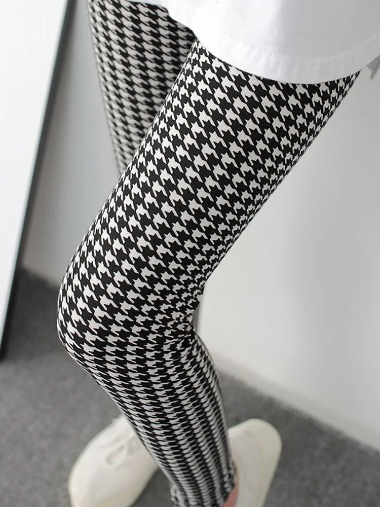 CUHAKCI Hot 2023 Cusual Houndstooth Printing Leggings Fitness Plaid Push Up Yoga Pants Fashion Soft Stretchy Women Trousers