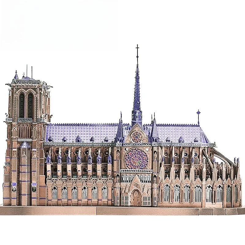 DIY Metal Puzzle Toys for Notre Dame Cathedral of Paris Model 3D Building Jigsaw Holiday and Birthday Gifts for Children Teen