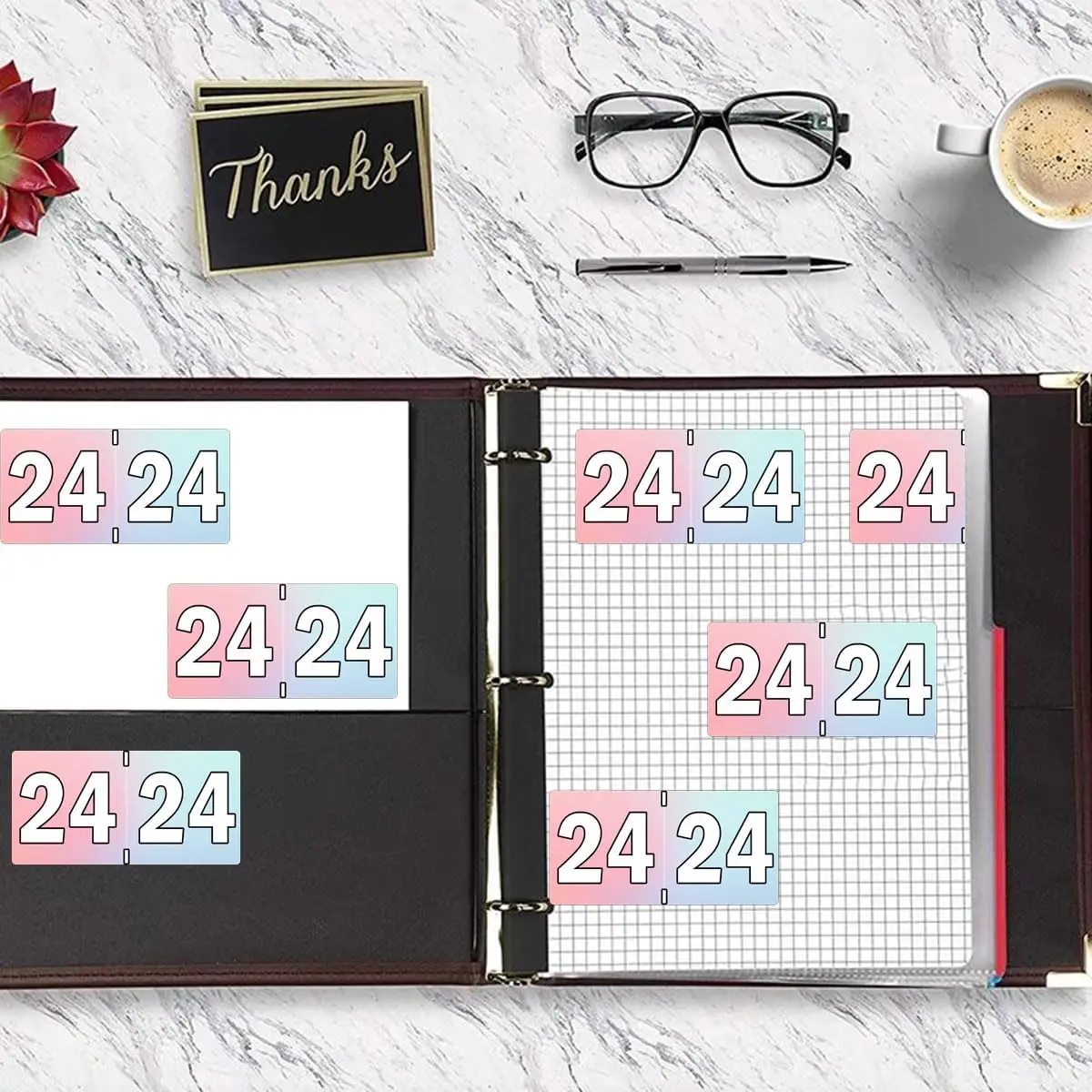 0.75 *1.5inch2024 Year Gradient Coded Colored Sticker File Folder Year Labels for End Tab File Folder Organization Office 500pcs