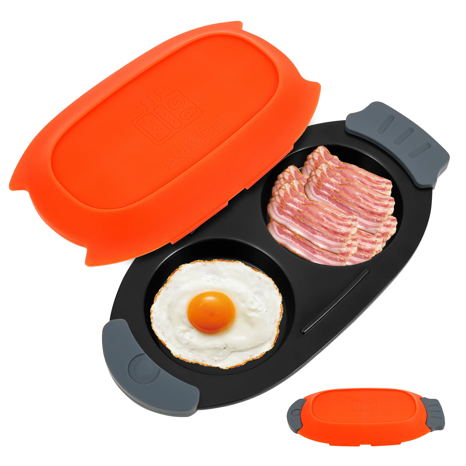 

Яйцеварка для микроволновой печи с двумя полостями, быстрый нагрев, яйцеварка для микроволновой печи с силиконовой крышкой для приготовления завтрака, сэндвичей, приготовления пищи для кухни