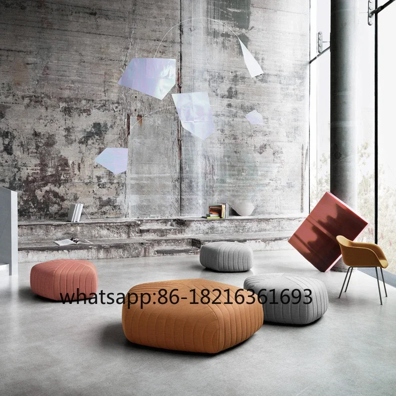 

Шестиугольные пуфики, льняные длинные ноги, скамейка, пятиугольная платформа для отдыха, выставка