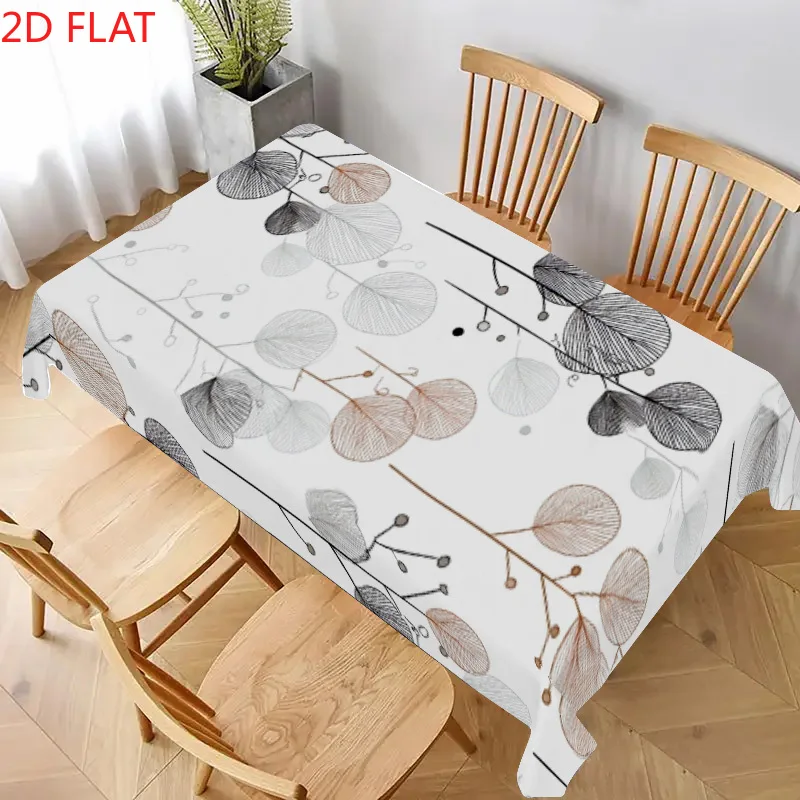Elegant Nature Leaf Pattern Tablecloth Runner for Dining Room Centerpiece Scandinavian Style Modern Table Decor Linen Fabric Mat