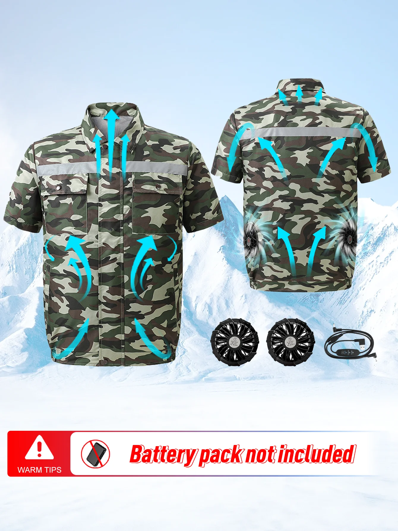 

Cooling fan jacket, with 2 fan , Adjustable air volume in 3 levels ,Short sleeved fan suit, Fan vest, Cooling cloth, Outdoor