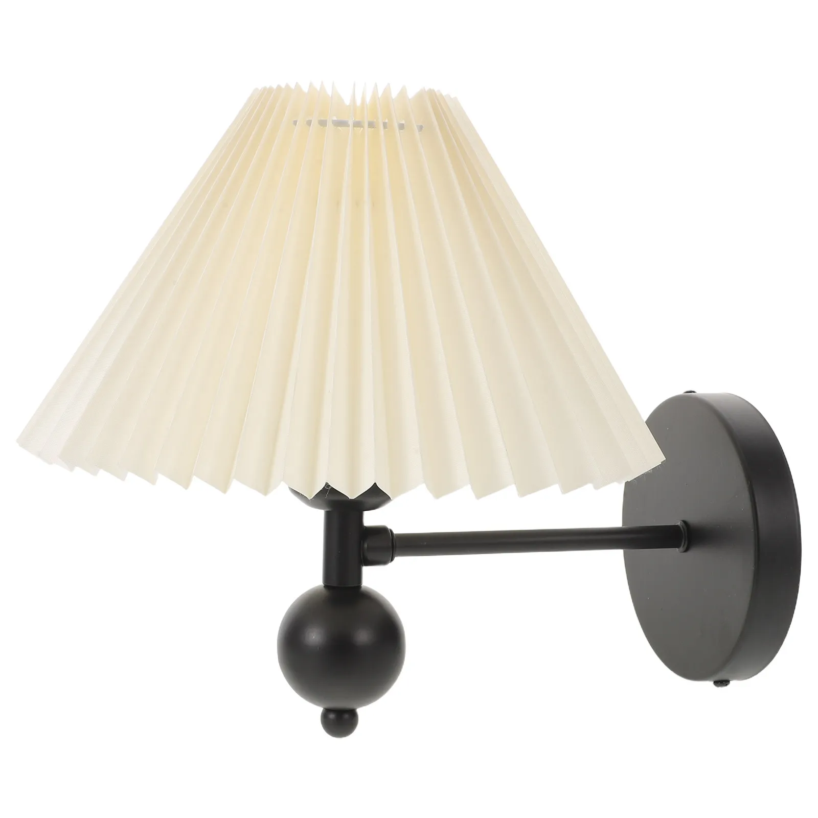 

Vintage Wall Sconce Pleated Fabric Shade E27 Wall Light Fixture Retro Style for Bedroom Living Room Hallway Bedside Reading Lamp