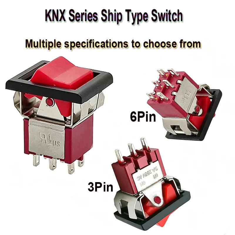 1Pcs 16*20mm panel size Red KNX Series Ship Type switch Rocker lver frame 3A 250VAC/5A 125VAC