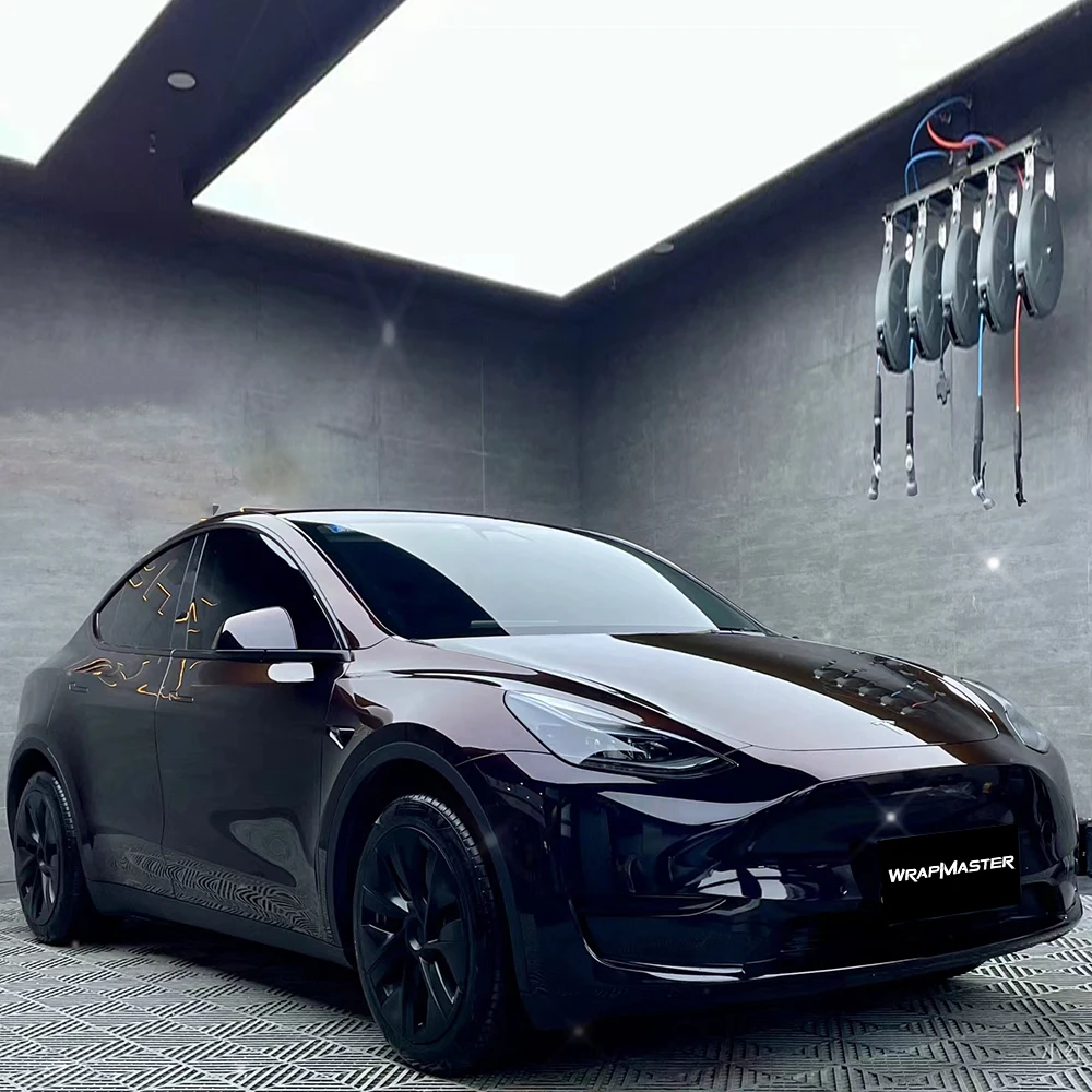 

Wrap Auto Protect Car Wrapped Film Glossy Diamonds Black Red PET liner