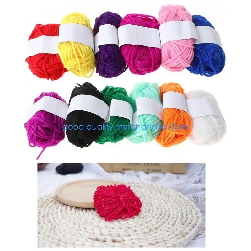 

Y5JD 12 Assorted Colors Childrens DIY Manual Knitting Wool Yarn Crochet Acrylic Fiber Line Cord Thick Thread for Cushion