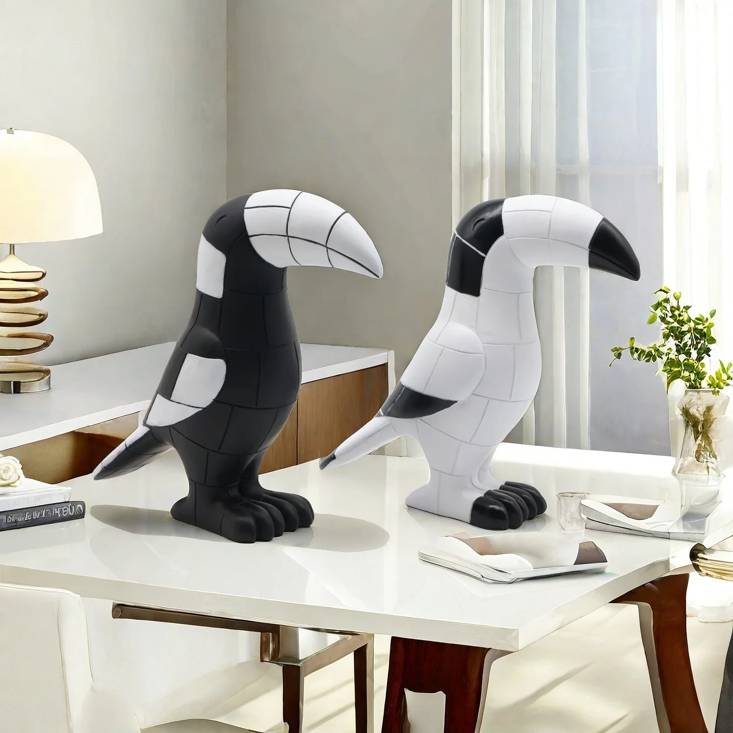 Creativity Color Blocking Long Billed Bird Desk Accessories Decoration Aesthetic Home Decor Items Luxury Living Room