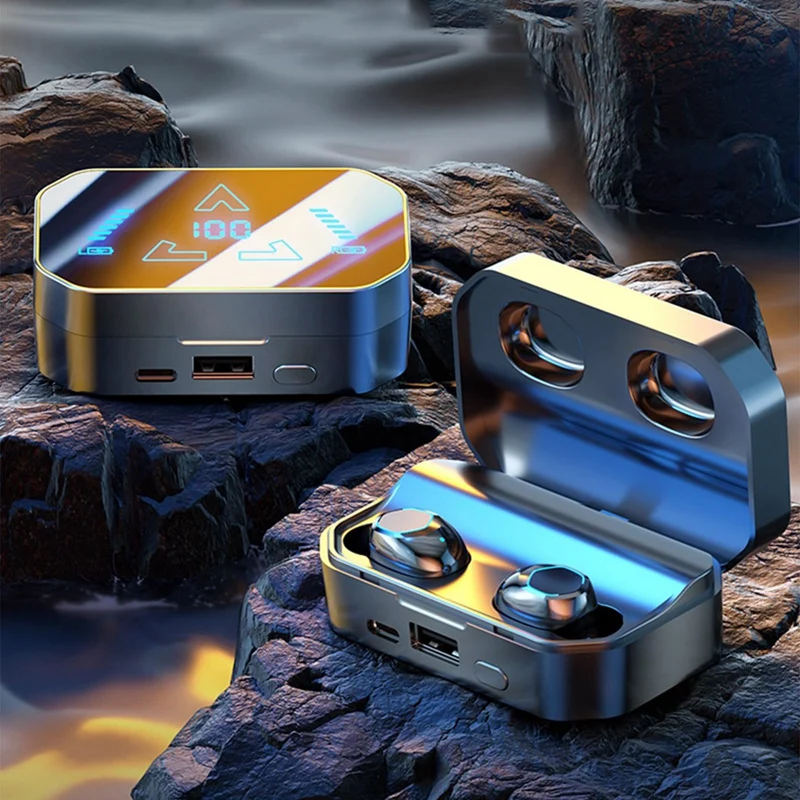 سماعات رأس رقمية لاسلكية مع حقيبة شحن ، إلغاء الضوضاء ، ميكروفون مدمج ، IPX4 مقاوم للماء متين ، بلوتوث