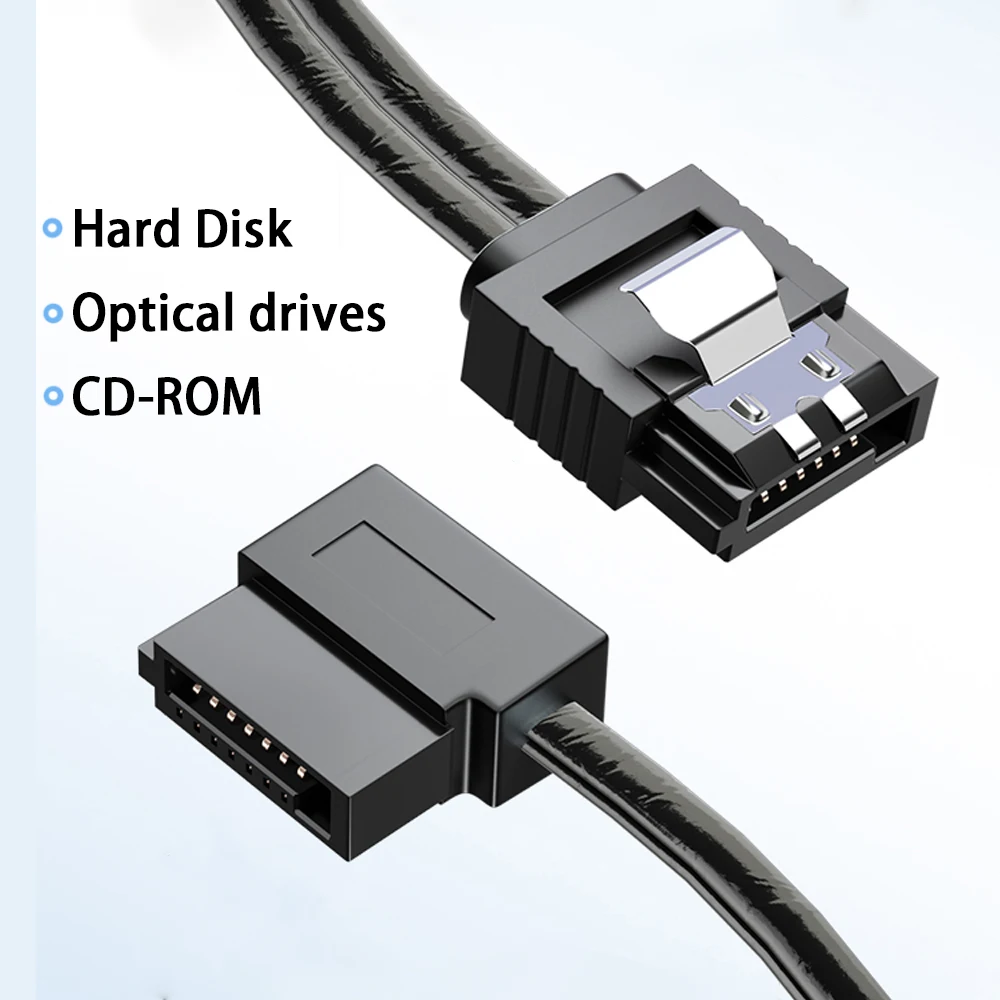 Black Sata 3.0 Data Cable SATA III SATA 3 Cable 10 -100cm With Locking Latch Straight To Right Left Up Down Angle 90 Degree 6GBs