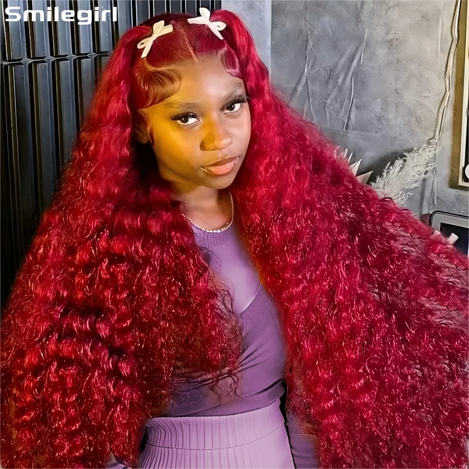 

Бордовый 13X6 Hd Парик из натуральных волос на кружеве, вьющиеся, глубокие волны, парики из натуральных волос, плотность 250 для женщин, предварительно выщипанные, бразильские, 30 дюймов