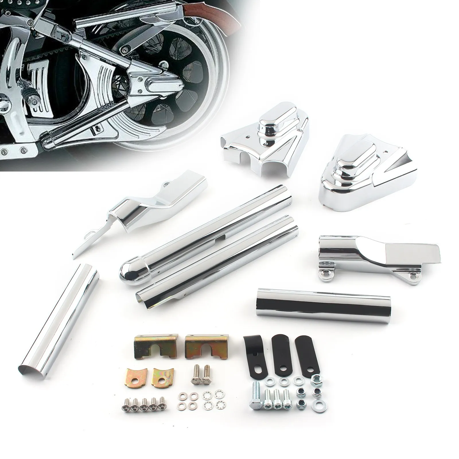 Osłony rurek wahacza motocykla z osłonami osi Phantom Chrome Motocross zmodyfikowane części do modeli Softail 2000-2007