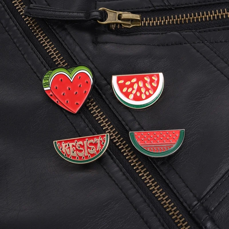 Resist Watermelon Pin Fruit Enamel Brooch with Gold Seed Watermelon Design Accessory for Daily Wear Quirky Attitude Gift