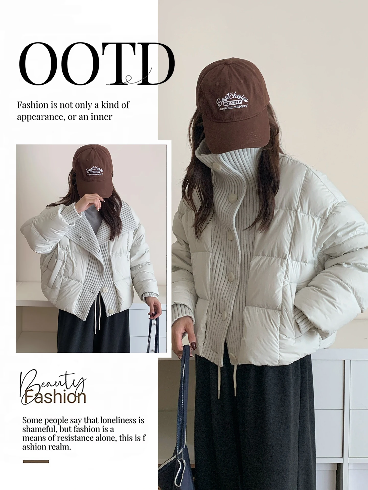 

Korean Sle Casual Loose Fit Collared Cotton Jaet Women's ort Bread Sle Coat Thiened Long Sve Winter New Arrival