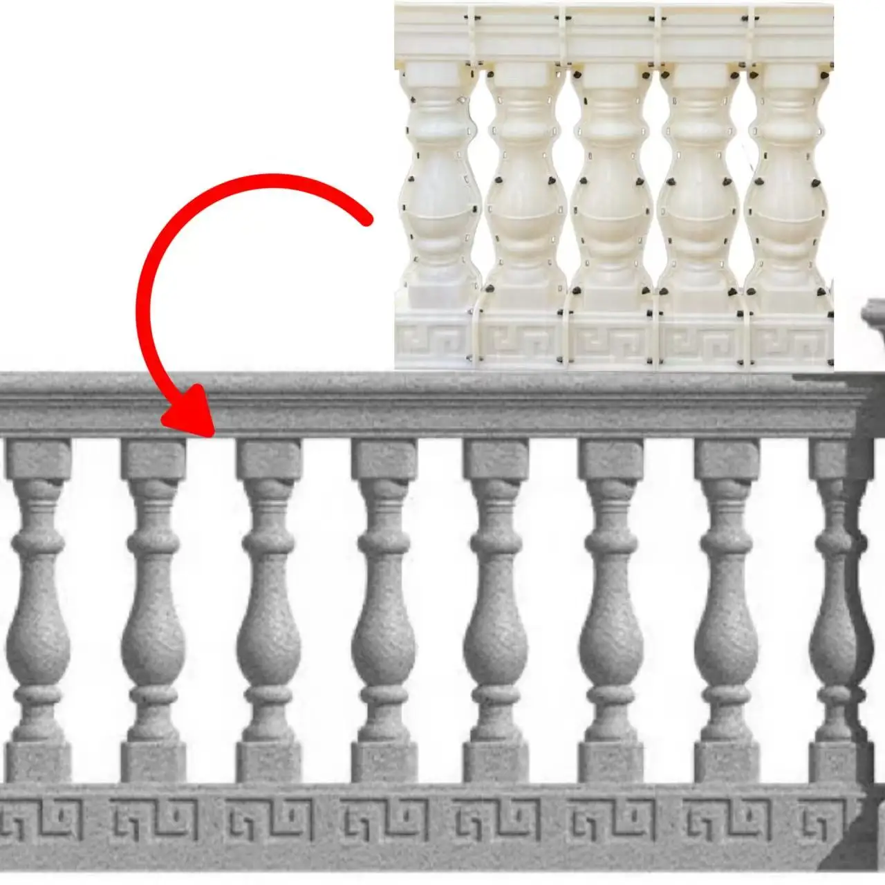 Moldes de barandilla ovalados de 1,0 m de largo (cinco columnas pequeñas en total), moldes de barandilla de columna romana, valla de villa de estilo europeo, modelo de cemento moldeado en el mercado, barandilla de balcón DIY, reutilizable, fácil de operar