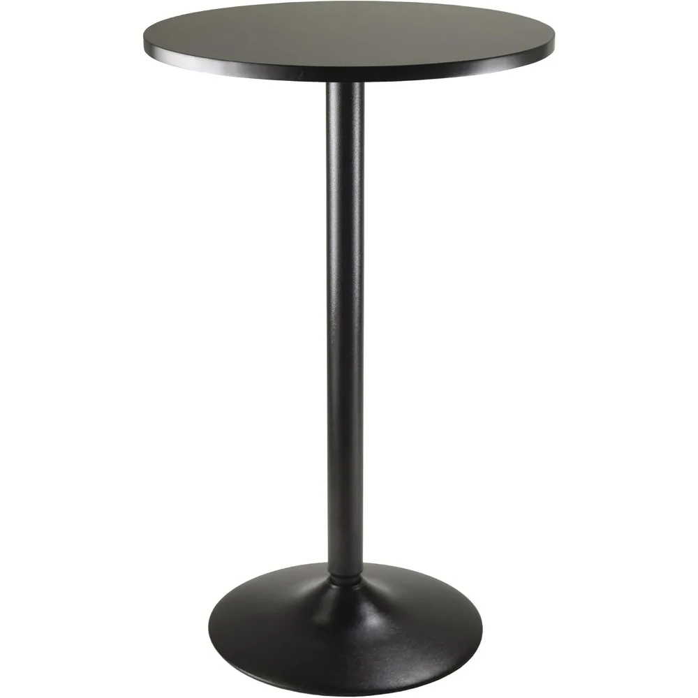 

Obsidian Pub Table Round Black Mdf Top with Black Leg And Base - 23.7-Inch Top, 39.76-Inch Height, Pack of 1