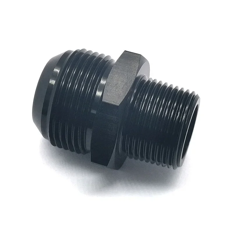 16AN Flare to 3/4NPT Male Fuel Hose Fitting Adapter  AN16 Male to 3/4 inch Male NPT Thread Pipe Adaptors Black Aluminum Anodized