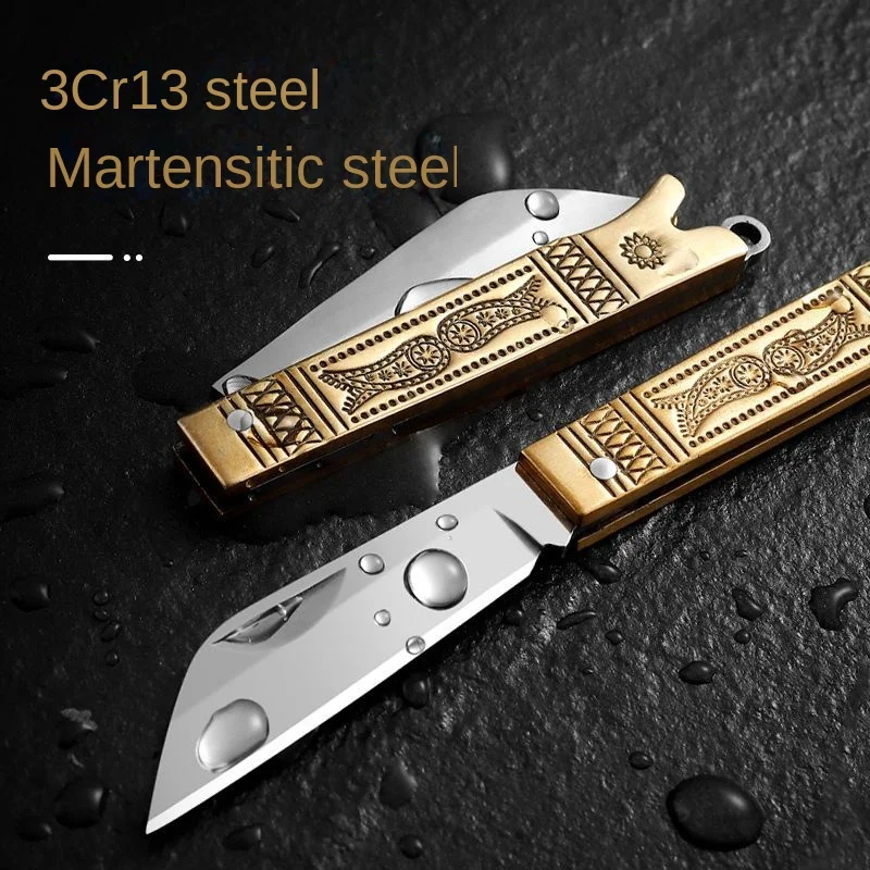 Small folding knife, fine brass knife, portable EDC pocket knife, Unbox Express Unbox folding knife