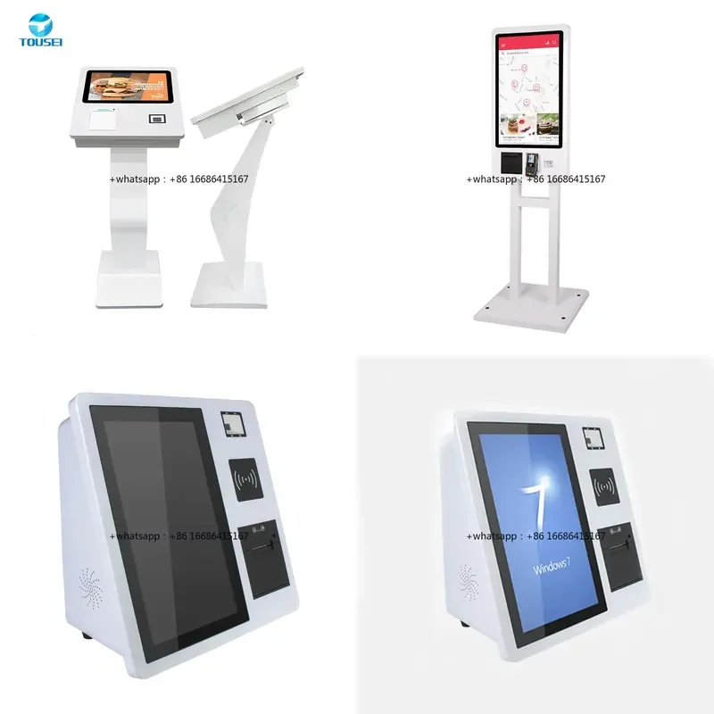 Hotel Check In Self Service Touch All In One Pc Table Cell Phone Charging Qr Code Scanner Kiosk Touch Screen With Printer