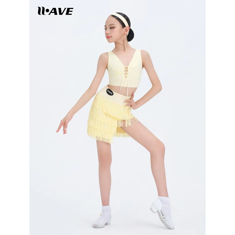 Customized Latin Dance Dress Performance Costumes Jumpsuit Top and Half Skirt 2pcs Girls Training Suit Art Exam Practice Clothes