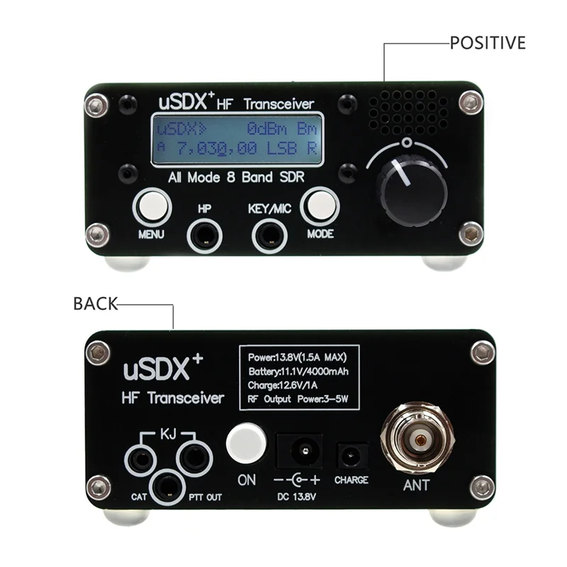 B48A USDR USDX+Plus V2 8-Band SDR Transceiver SSB QRP LCD With Display Speaker Microphone Transceiver With US Plug