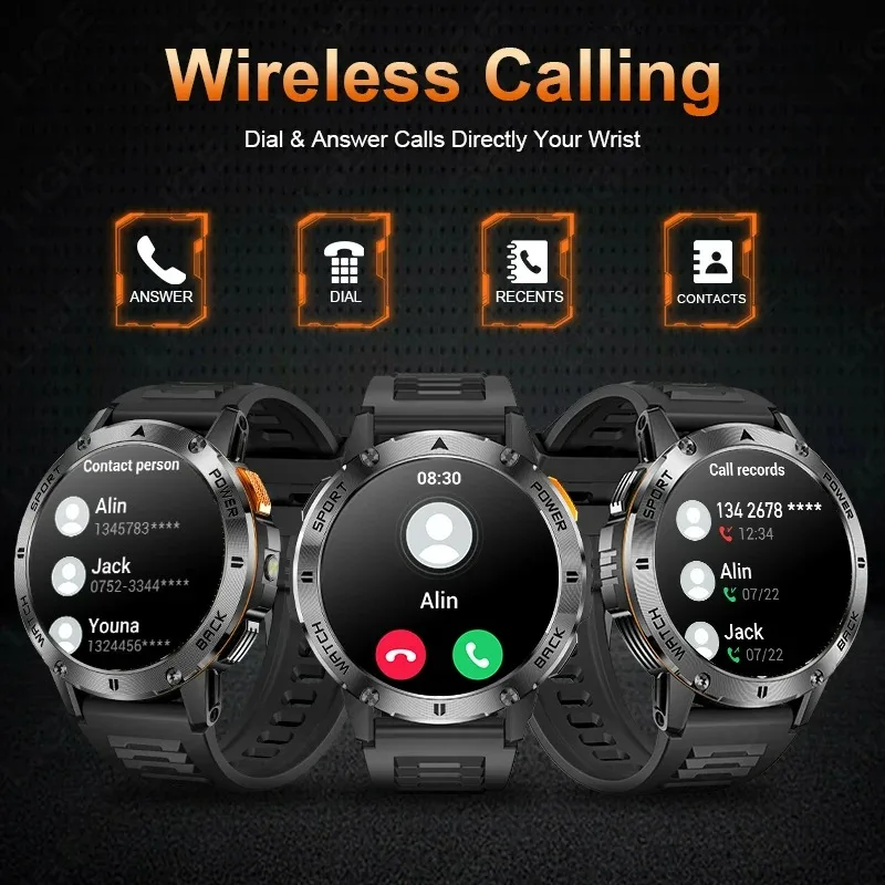 Xiaomi 2026 الرياضة في الهواء الطلق المقتفي ساعة ذكية الرجال البوصلة بلوتوث دعوة مقاوم للماء Smartwatch LED مصباح يدوي ساعات اللياقة البدنية