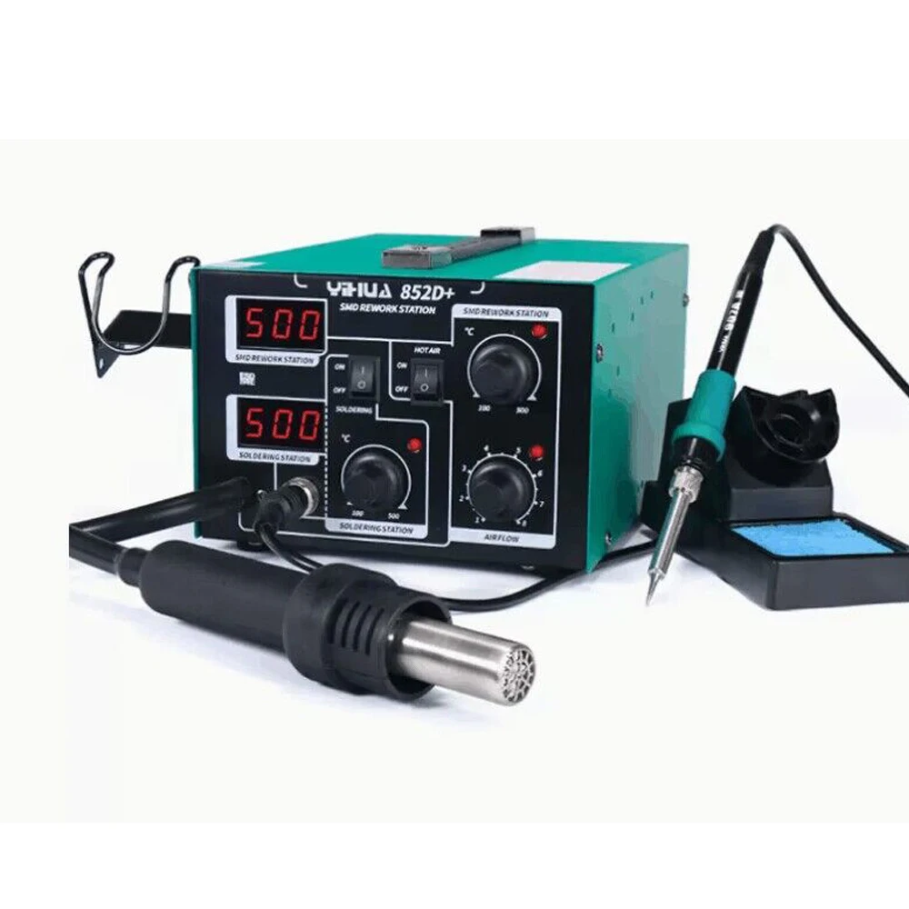 YIHUA 852D+ Air pump air gun Hot welding Soldering Station With Soldering Iron Heat Gun Tool BGA Welding SMD Desoldering Station