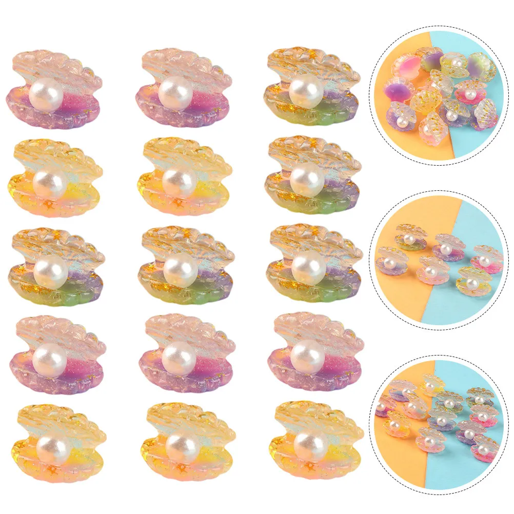 

18Pcs Resin Craft Shell Pearl Decorations Glow in Dark Miniature Colorful Shell Charms Aquarium Party Ornament