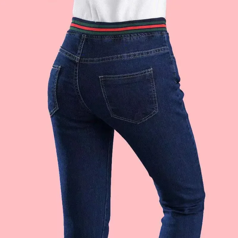 Winter Warm Skinny Vintage Pencil Jeans Women Elastic High Waist Velvet Lined Denim Pants Thicken Stretch Snow Wear Vaqueros New