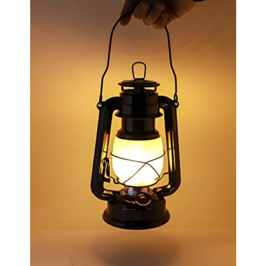 LED Vintage Flame Lantern Metal Outdoor Hanging Lantern with Dancing Flame Battery Operated Halloween Outdoor Indoor Decoration