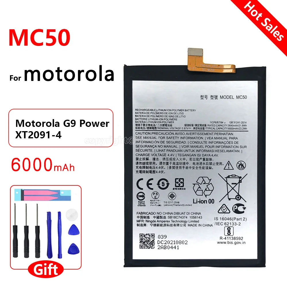 

100% Original MC50 Rechargeable Battery For Motorola G9 Power XT2091-4 Batteries 6000mAh Battery Batteria+Free Tools