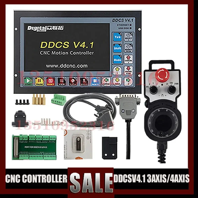 Upgrade Ddcsv3.1 Ddcsv4.1 Cnc 3- 4-Axis Off-Line Motion Controller Usb Interface Metal Case With E-Stop Mpg Handwheel.