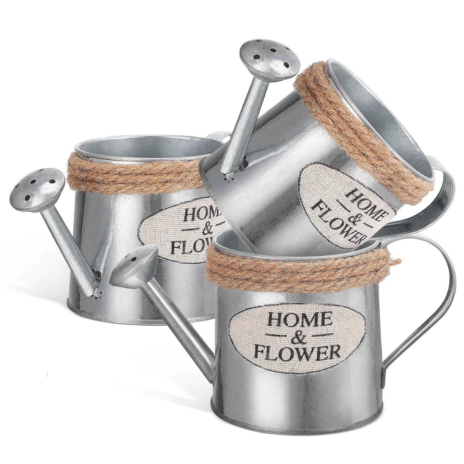

3 Pcs Wrought Iron Vase Small Farmhouse Decor Retro Metal Flower Pot Mini Watering Can Table Display Dry Arrangement Garden