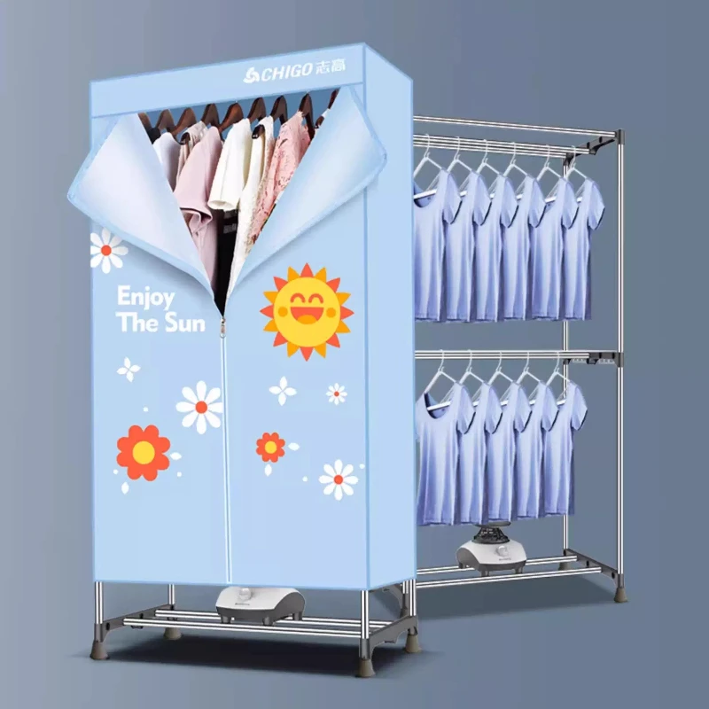 เครื่องอบผ้าแบบพกพา, เครื่องอบผ้าแบบสองชั้น อบแห้งเร็ว, รับน้ำหนักได้ 20 กก., ทำงานเงียบ, ตั้งเวลาได้ 180 นาที, ประหยัดพลังงาน