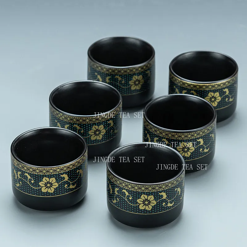 Ceramic Drinking Tea Cup Kung Fu Master Sipping Tea Cup Chinese Style Tea Set for Home Hospitality Landscape Drinking Utensils