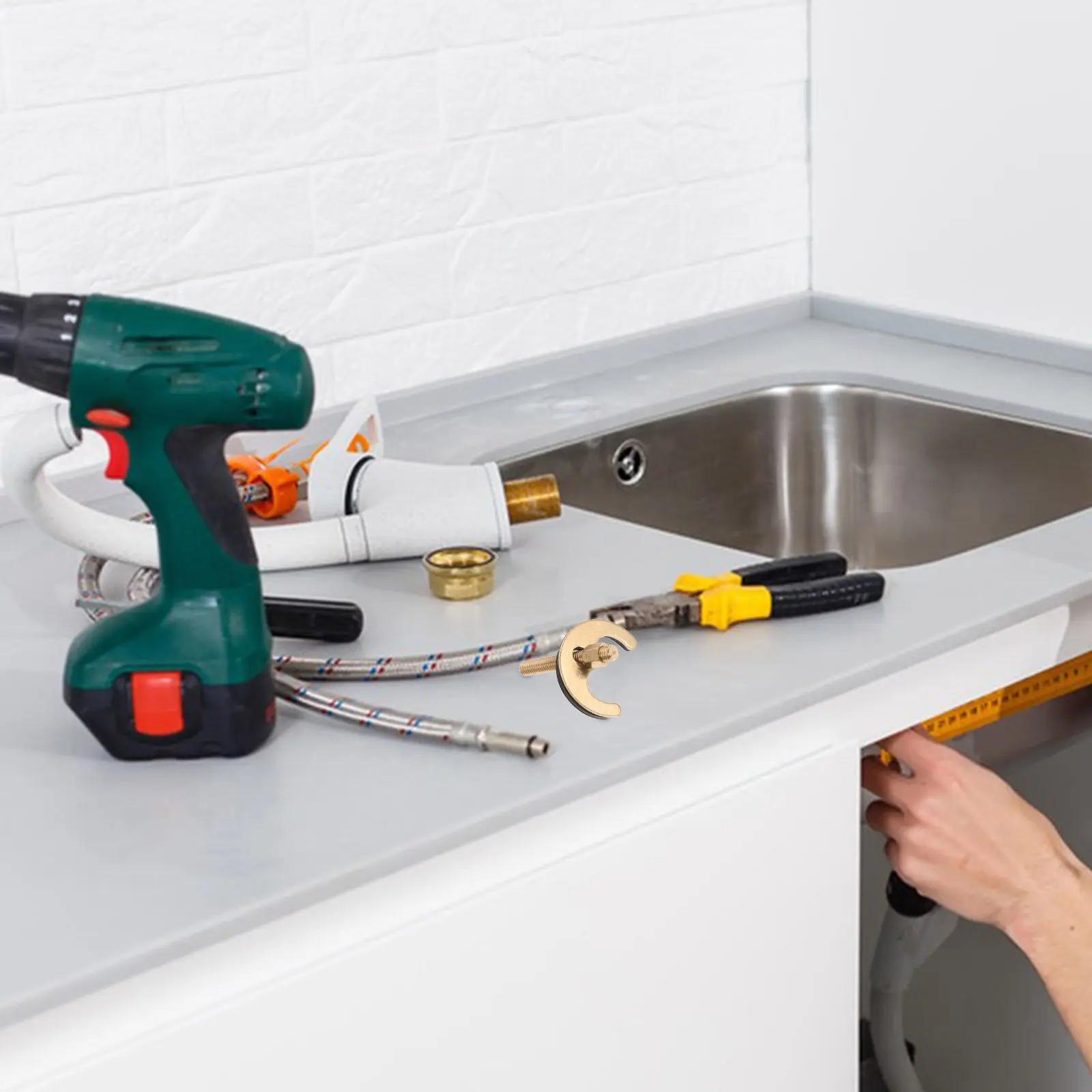 1Set Faucet Fixing Kit Kitchen Faucet Antiloosing Fastener Installation Tool Sink Tap Mounting Bracket Repair Fastening Washer
