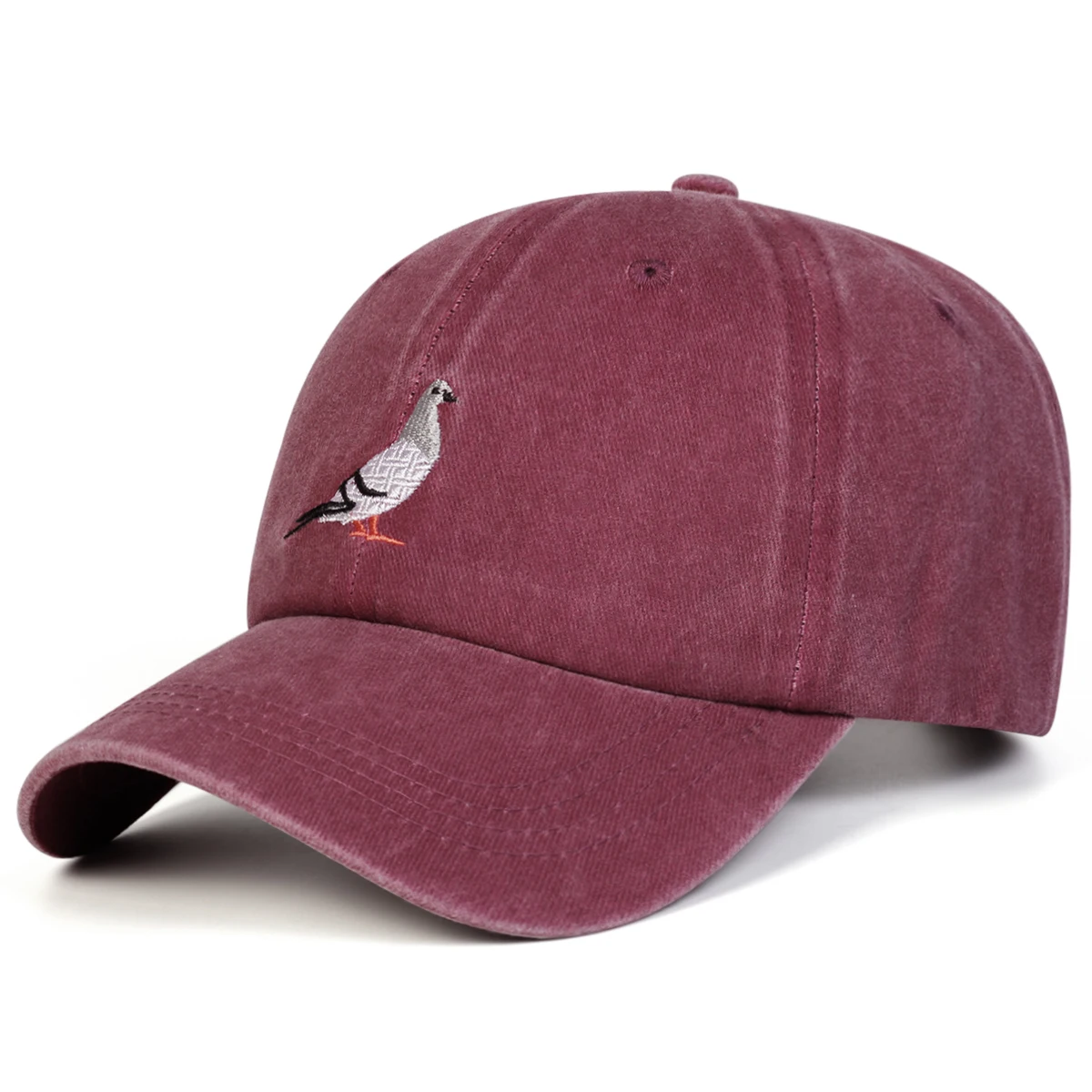 Unisex Baseballkappen aus gewaschenem Denim mit Tauben-Stickerei, für Frühling und Herbst, verstellbare Freizeitmützen für den Außenbereich, Sonnenschutzhüte, Sportkappen – Detail 5