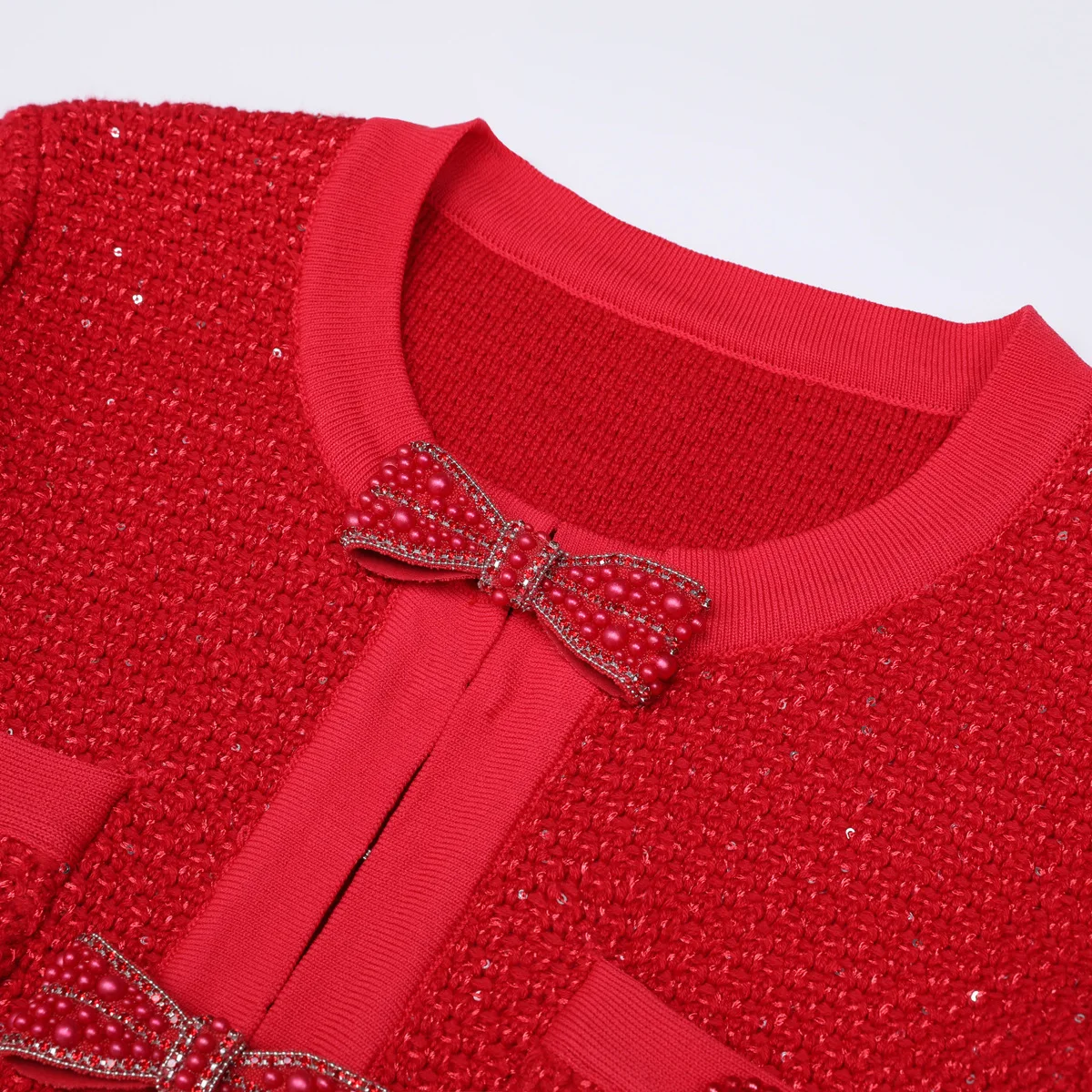 LEOSOXS Women’s Long Sleeve Knit Mini Dress With Bow Embellishments And Pocket Detail For Elegant Daily And Party Wear 2025 New