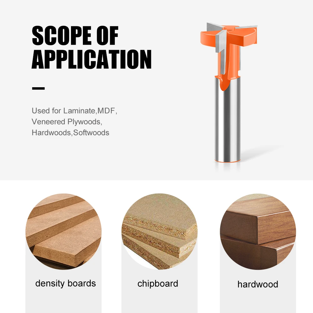 Three-Edge Straight-edge T-Shaped Router Bit Woodworking Carving Milling Cutter Four Edge Slotting Cutter Woodworking Tools