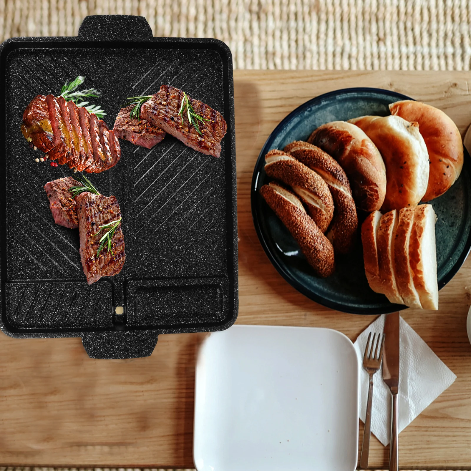 

Pan Nonstick Aluminum Baking Tray for Bbq Meat Vegetables Pizza Camping Outdoor Grilling Kitchen Essential