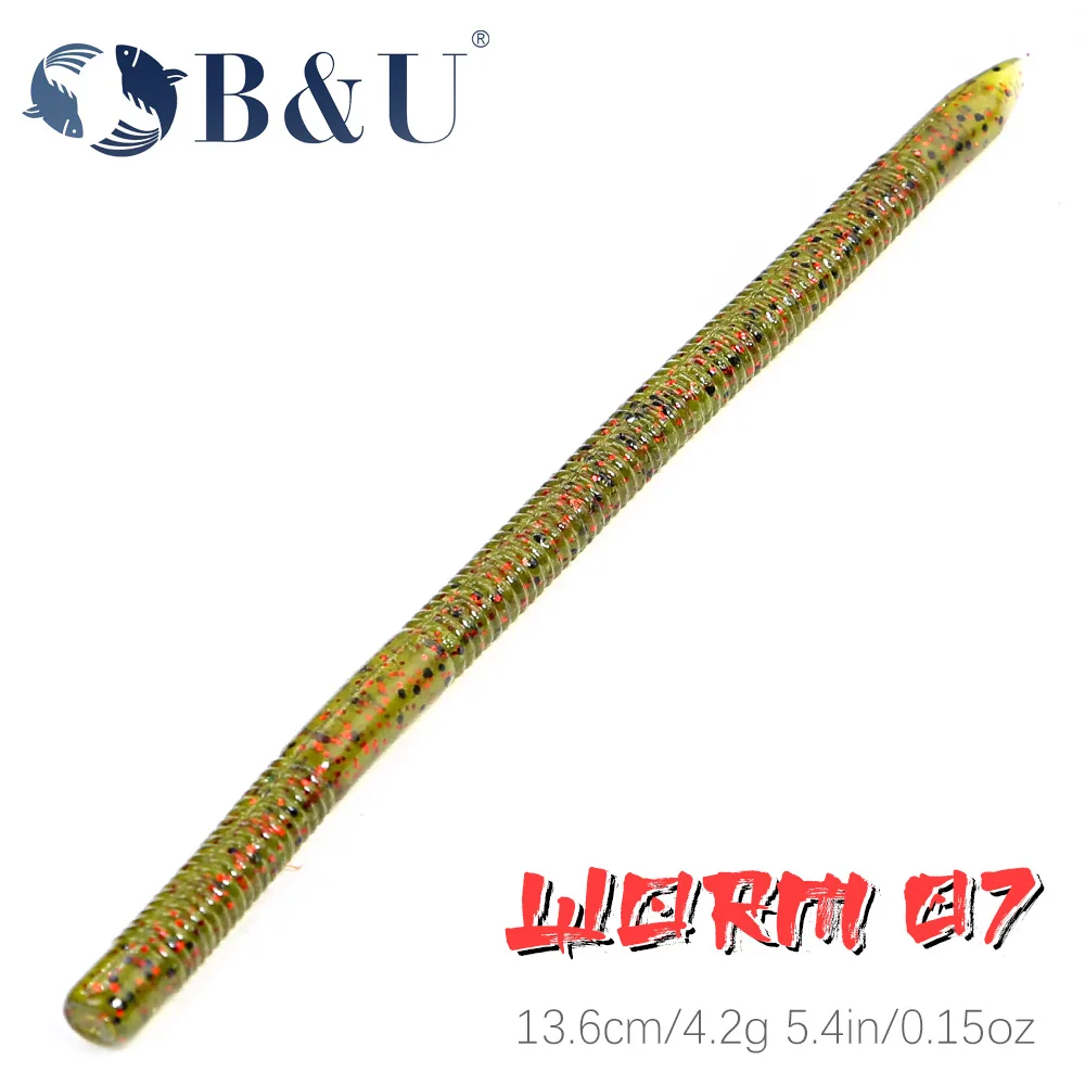 

B&U Slow Sinking 8pcs Earthworm Soft Lure 136mm 4.2g Artificial Fishing Lures Bass Flatfish Worms Fishing Soft Baits