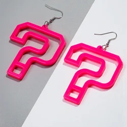 Fashion Cute Acrylic Question Mark Drop Earrings for Women Neon Pink Letter Pendant Earrings Trend Jewelry Gifts