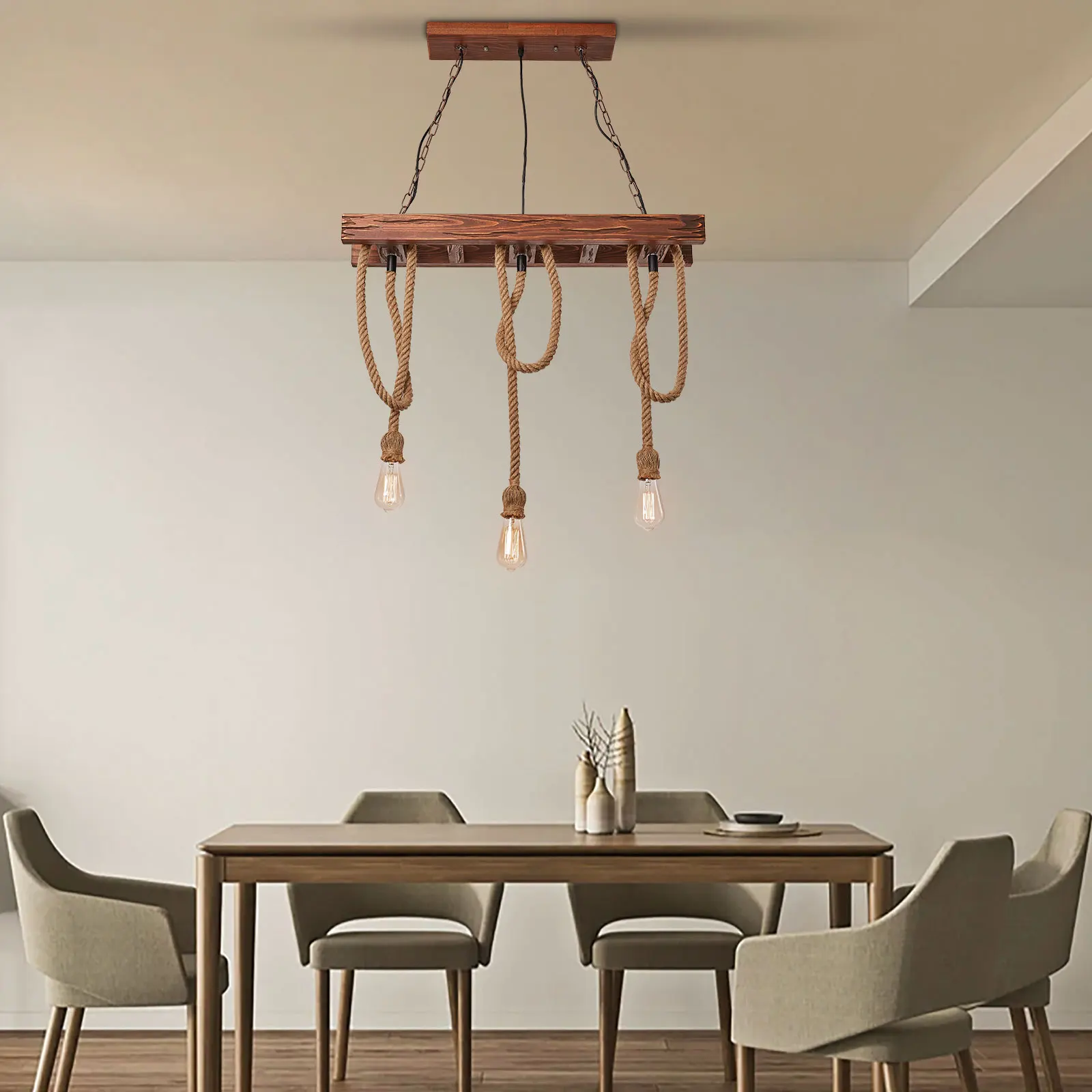 60W Kitchen Light Fixtures 3-Light Pendant Lighting 10-15m² Applicable Area Farmhouse Chandelier for Kitchen/Dining Room