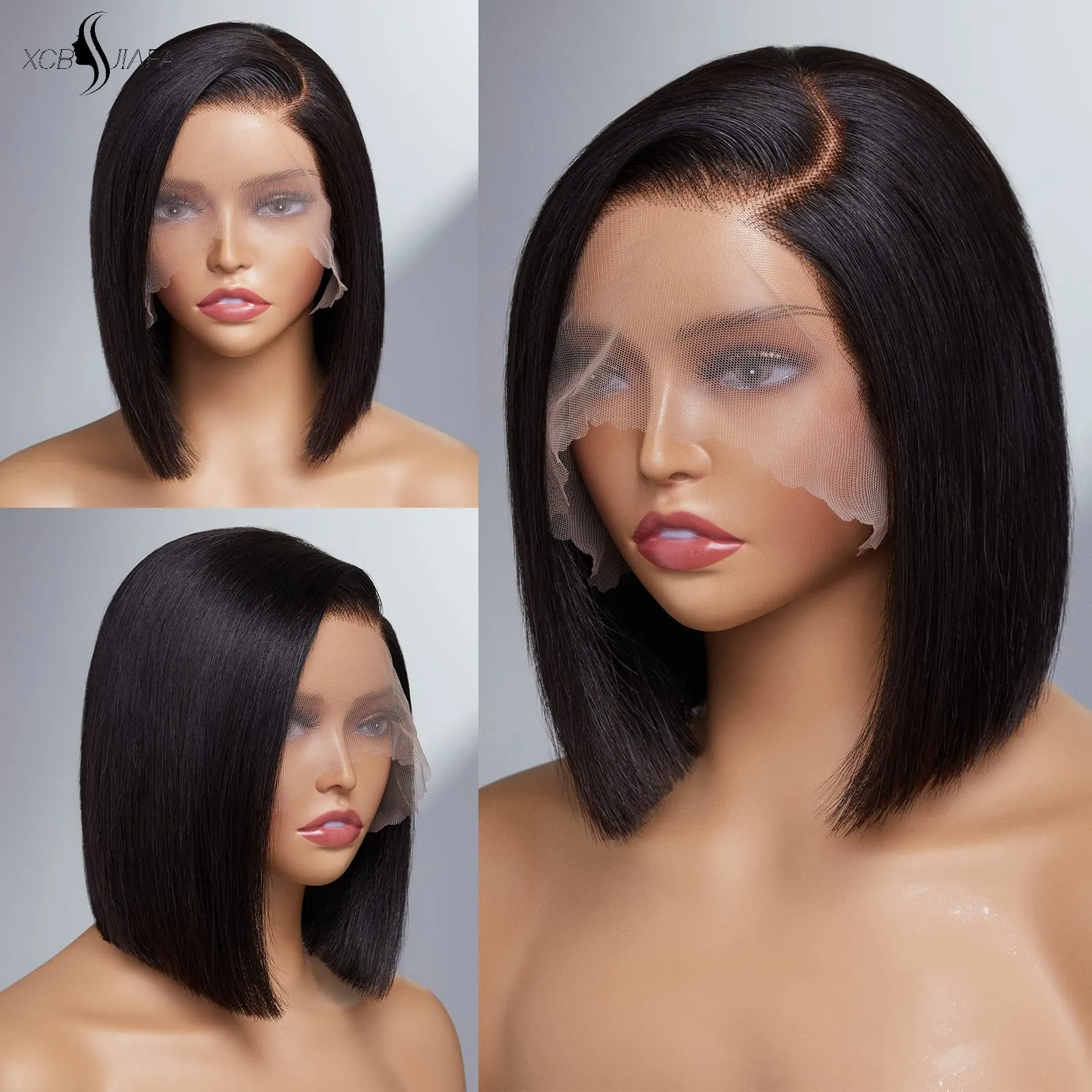 

100 Human Hair Bob Wig 13x4 Straight Lace Frontal 8-14 Inches Pre Plucked Hair Wigs Minimalist HD Lace Human Hair Wig