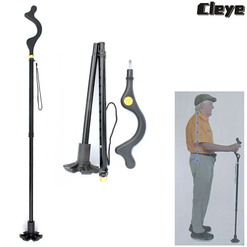 New Cane Foldable Height Adjustable Walking Stick Anti Slip Travel Hiking Posture Crutch Mobility Aid Elderly Adults