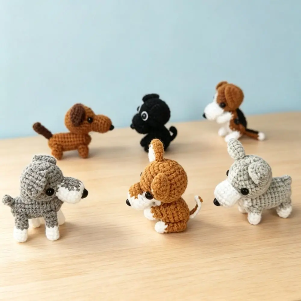 Creative Animal Doll Crochet Dog Dachshund Standing Knitted Dog Cute Corgi Handwoven Animal Pet Lover