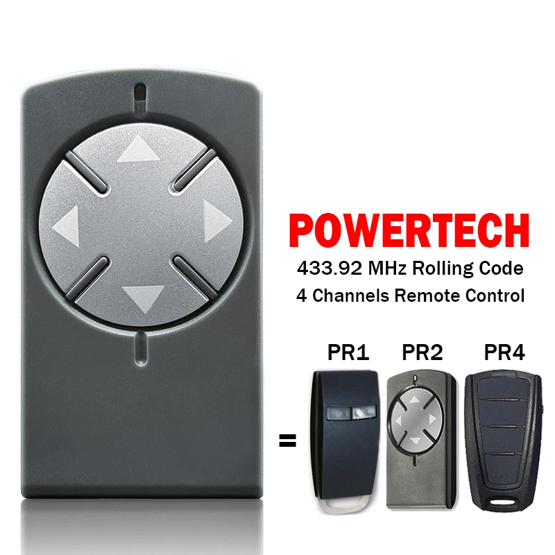 New Powertech PR1 PR2 PR4 Garage Door/Gate Remote Control 433.92MHz Rolling Code For Powertech PR-2 Electric Gate Transmitter