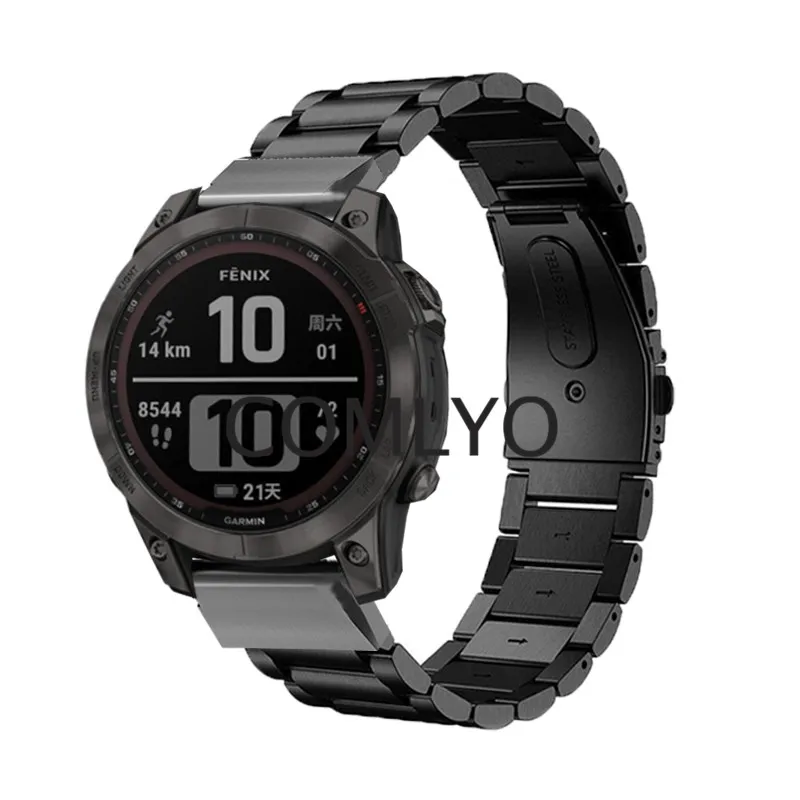 For Garmin Fenix 7X 7 7S 6S 6 6X Pro Solar EPIX GEN 2 Tactix 7 Enduro 5X Plus 3HR Descent MK1 Mk2 Strap Band Stainless steel/PC