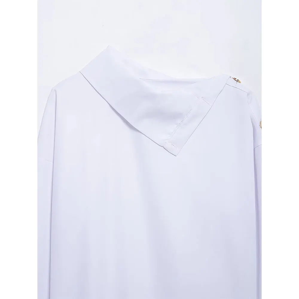 Willshela Donna Moda Pullover Camicetta bianca Una spalla Maniche lunghe Donna Chic Mujer Top Camicia