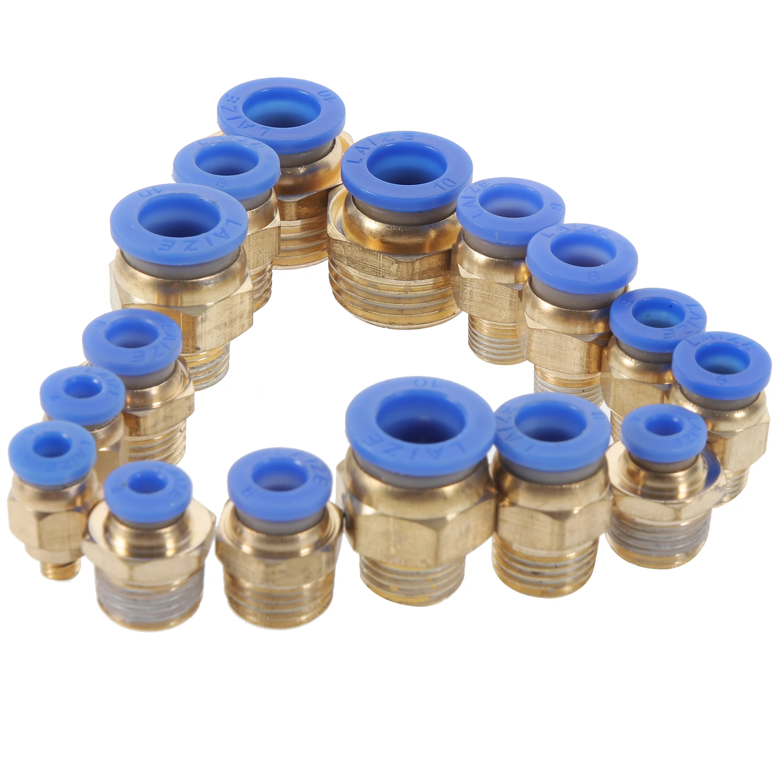 

1 set Pneumatic Quick Push in Fittings Threaded Straight Air Hose Connectors PC4 M6 8 8 10 10 04